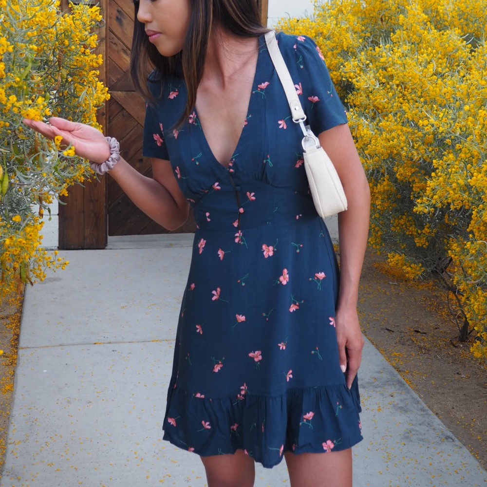Navy Floral Mini Dress